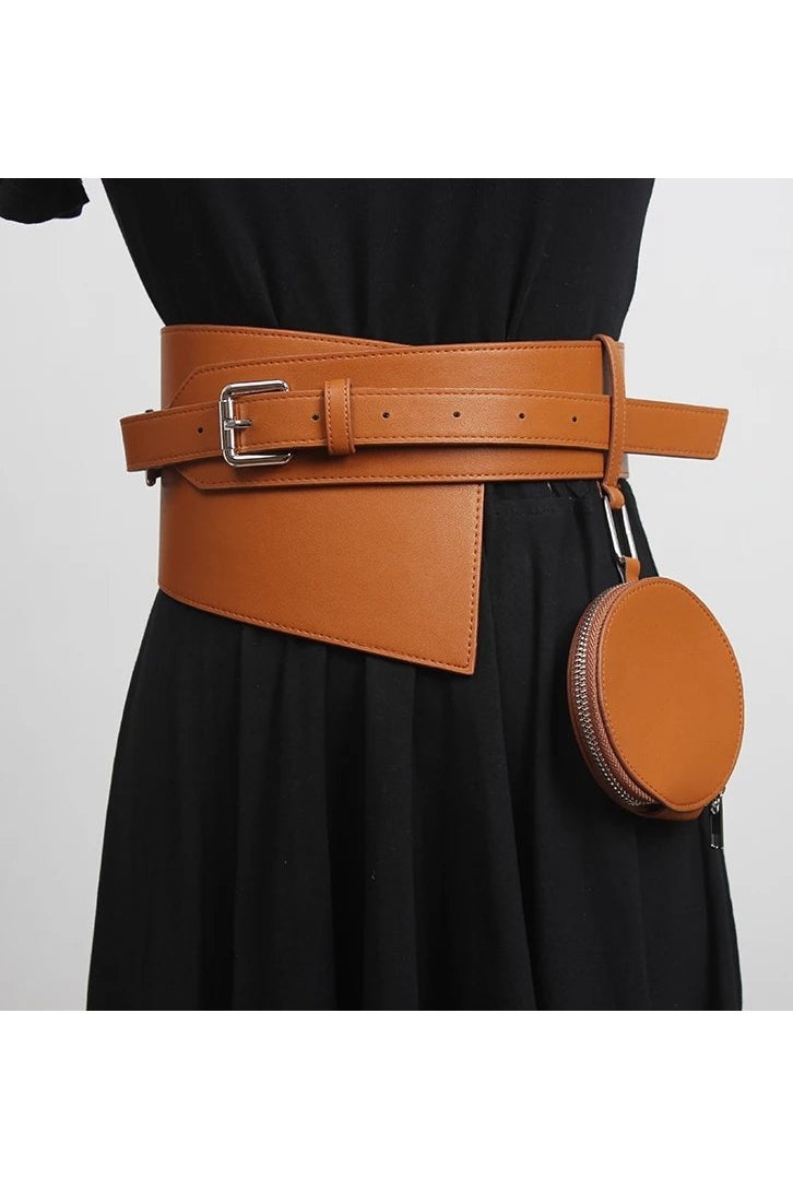 PU leather Corsets Cummerbands Wide Belt Bag