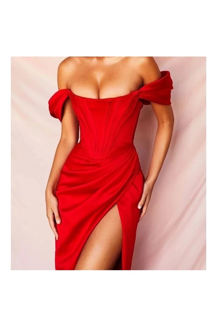 High Split Strapless Bodycon Dress