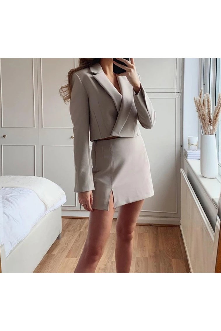 Cropped Blazer and Mini Skirt Two piece set