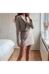 Cropped Blazer and Mini Skirt Two piece set