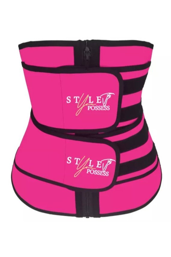 Branded 2 Straps Neoprene Waist Trainer Sweat Belt Body Shaper Corset with zipper