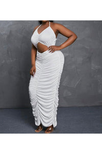 Plus Size Ruched Hollow Out Dress