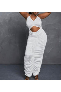 Plus Size Ruched Hollow Out Dress