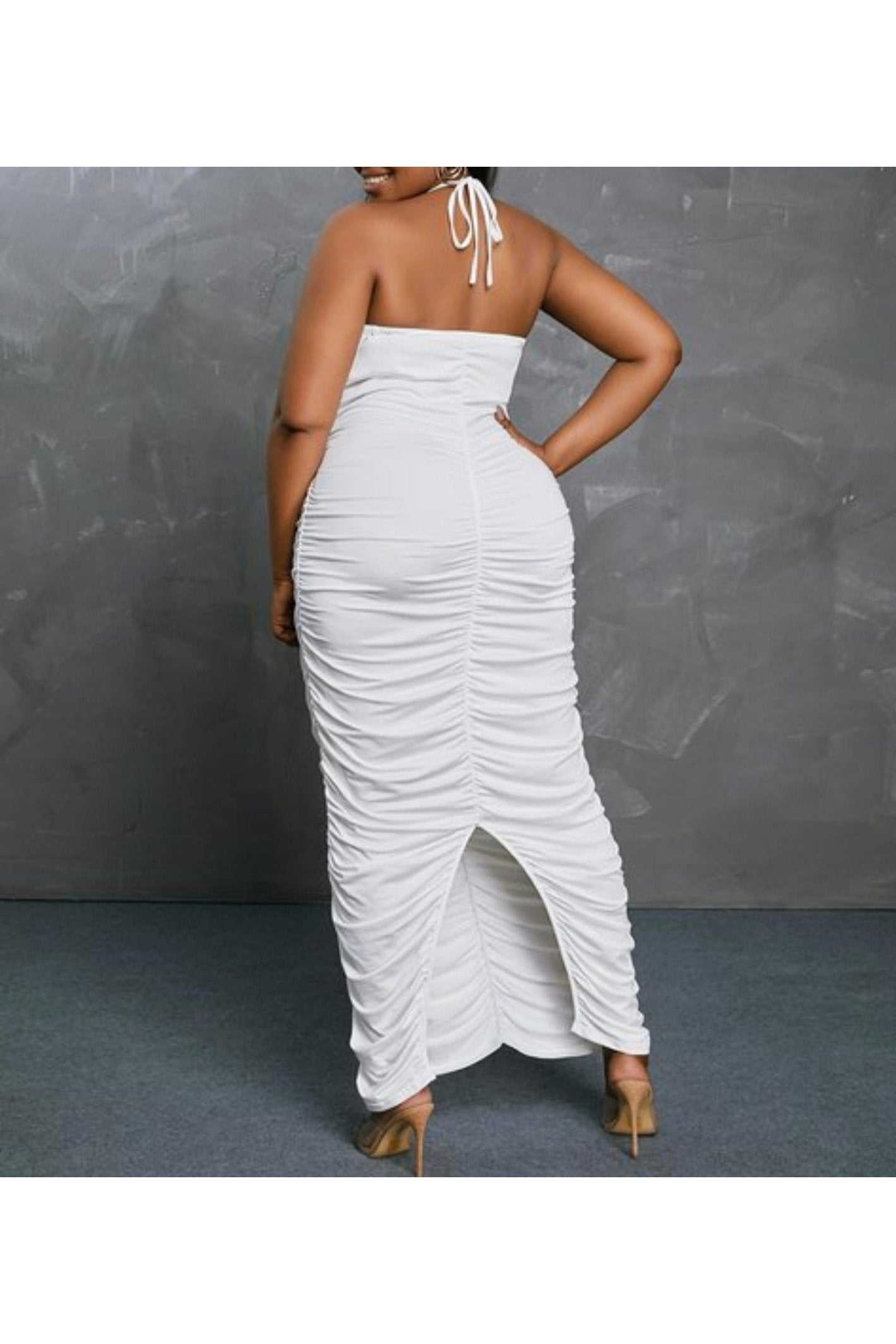 Plus Size Ruched Hollow Out Dress