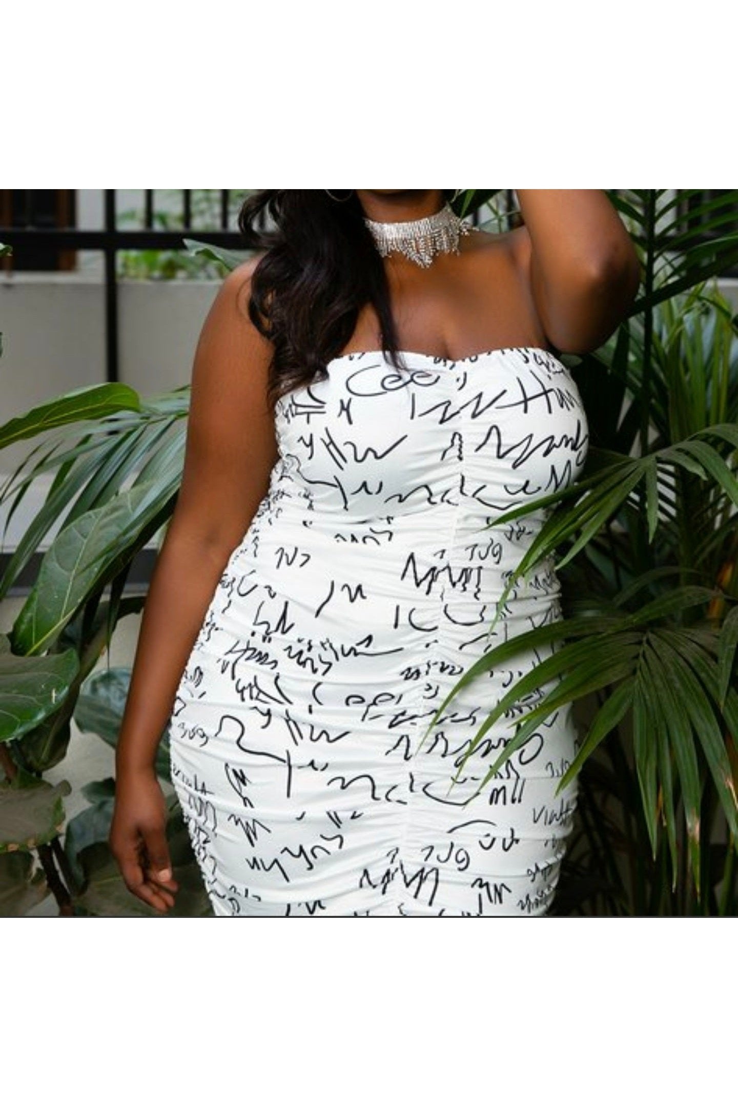 Letter Print Ruched Dress