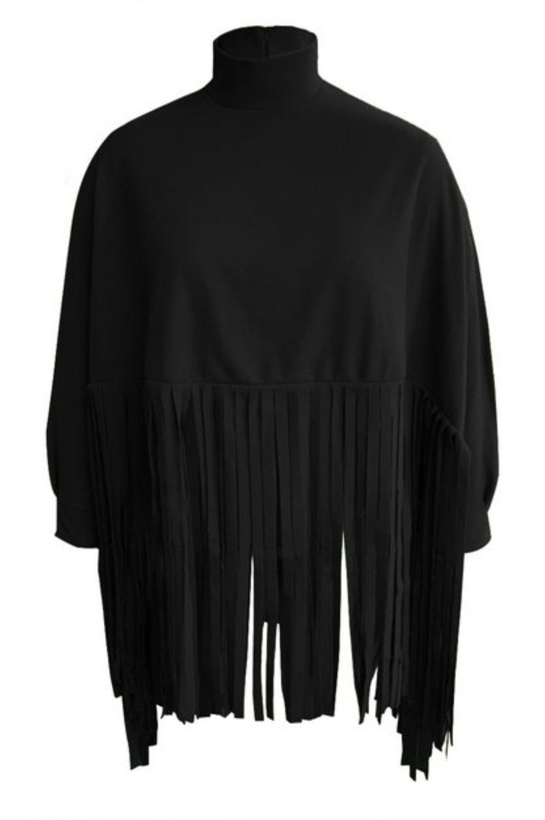 Tassel Lantern Sleeve Overcoat Poncho Sweatshirt