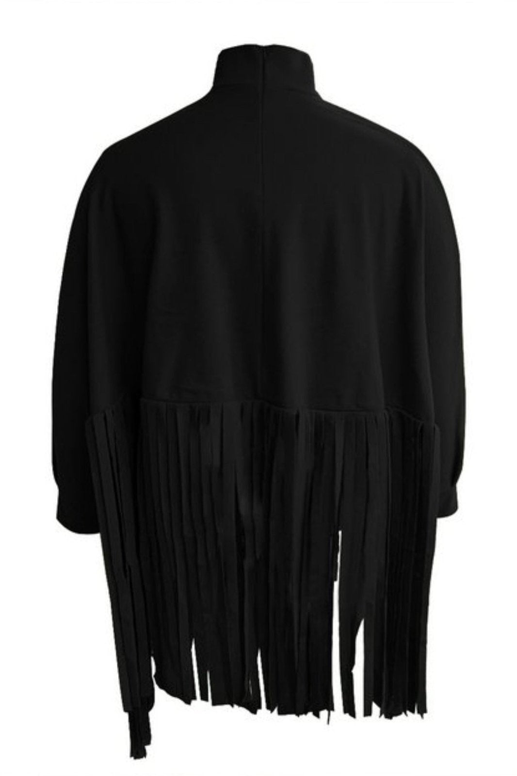 Tassel Lantern Sleeve Overcoat Poncho Sweatshirt