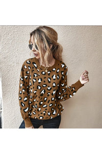 Autumn Winter Leopard Print Tops Sweater