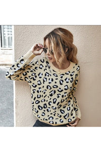 Autumn Winter Leopard Print Tops Sweater