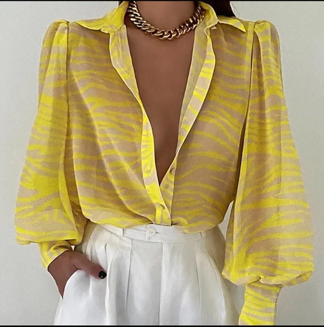 Yellow Multiprint Blouse