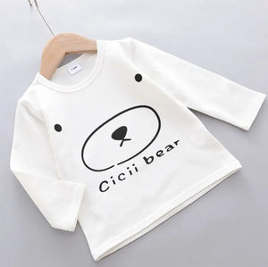 Bear Print Tshirt, Zipper Jacket & Pants Set