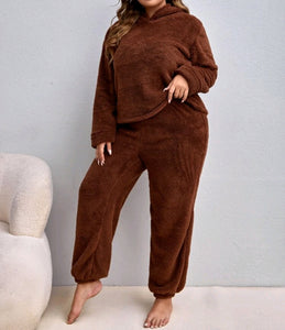 Plus Teddy Fleece Flannel Cosy Pyjamas Lounge Set